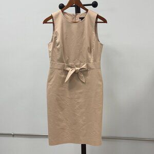 Ann Taylor Khaki Sleeveless Dress with Bow Tie at Waist Size 4P